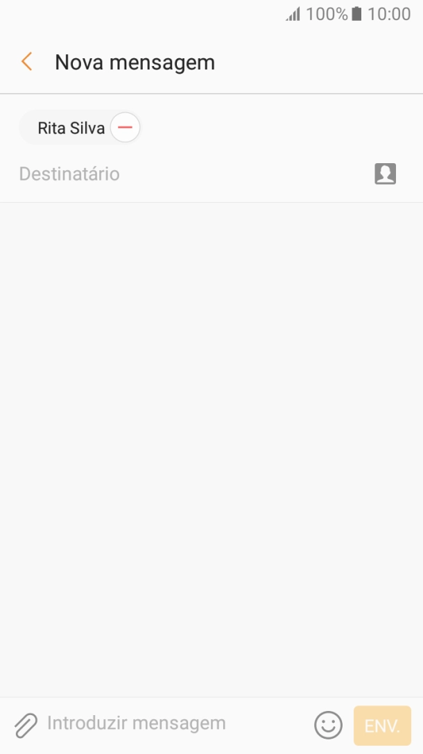 Prima o campo de escrita e escreva o texto da sua mensagem multimédia.