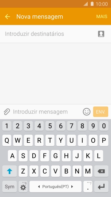 Abra uma nota, mensagem ou e-mail para que o teclado apareça no ecrã e o telefone fique pronto para a escrita de texto.
