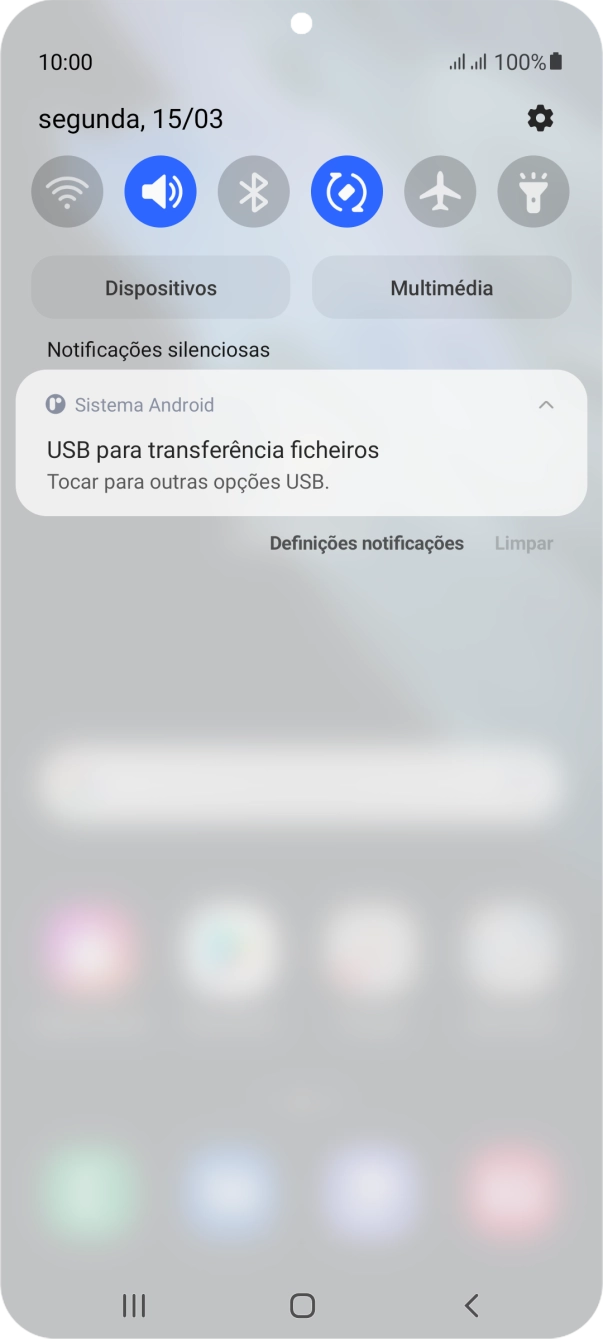 Prima Tocar para outras opções USB..