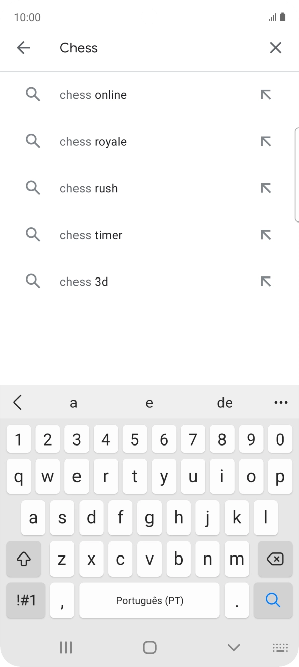 Introduza o nome ou categoria da app pretendida e prima o ícone para pesquisar.