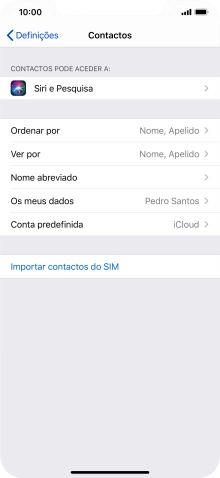 Prima Importar contactos do SIM.