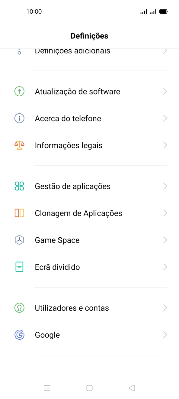 Prima Utilizadores e contas.