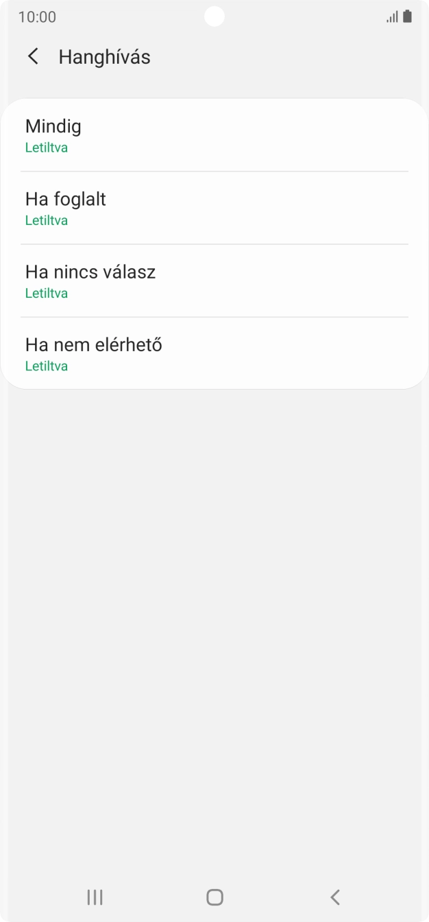 Kattints a kívánt hívásátirányítás-típusra. Kattints a kívánt hívásátirányítás-típusra.