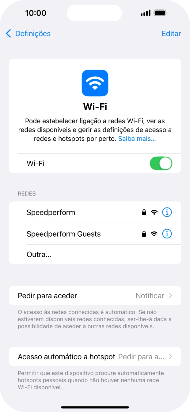 Prima a rede Wi-Fi pretendida e introduza a password da rede Wi-Fi.