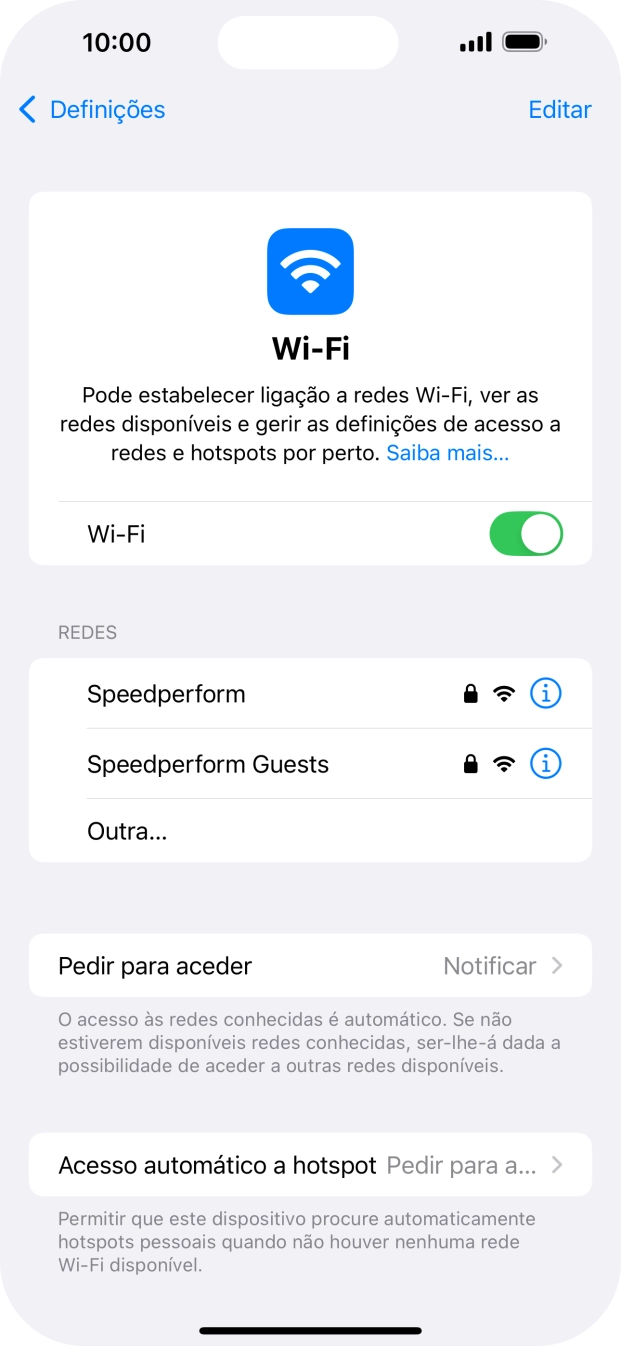 Prima a rede Wi-Fi pretendida e introduza a password da rede Wi-Fi.