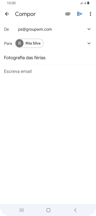 Prima o campo de escrita e escreva o texto do e-mail.