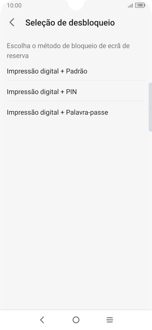 Prima o código de bloqueio do telefone pretendido e siga as indicações no ecrã para estabelecer um código de bloqueio adicional.