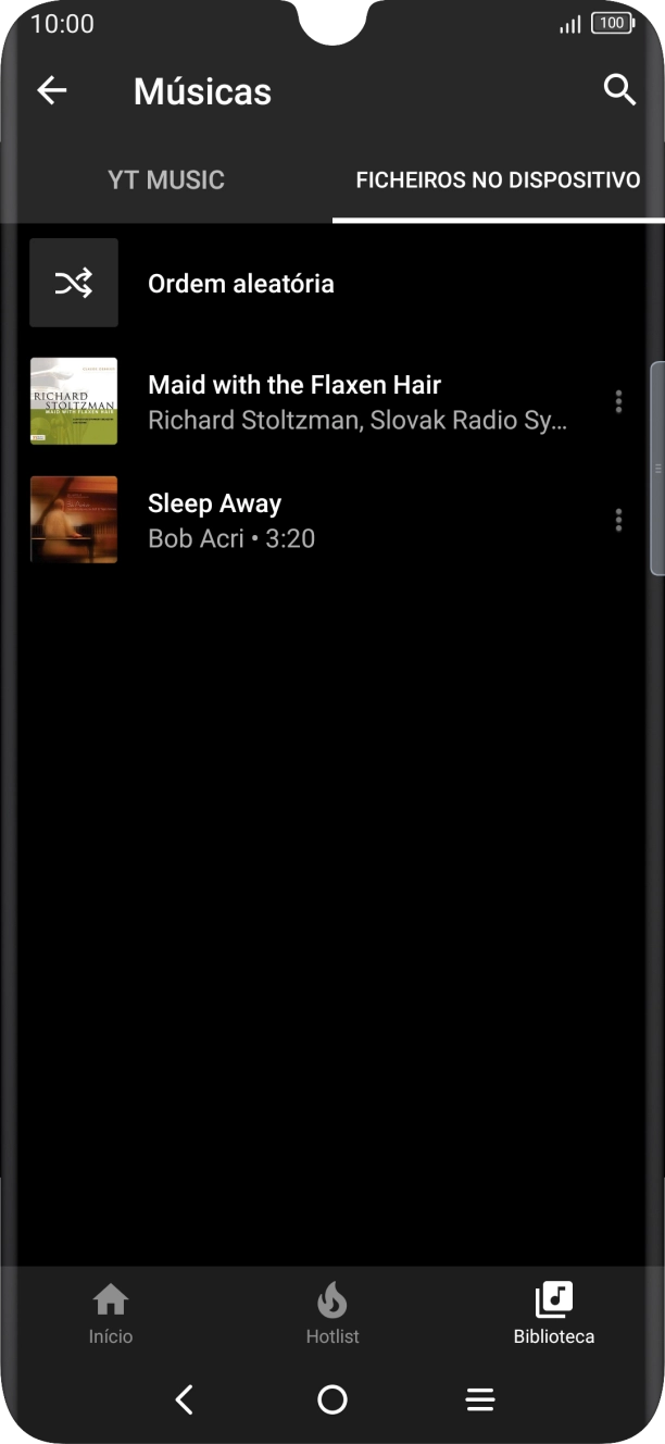 Prima o ficheiro de música pretendido.