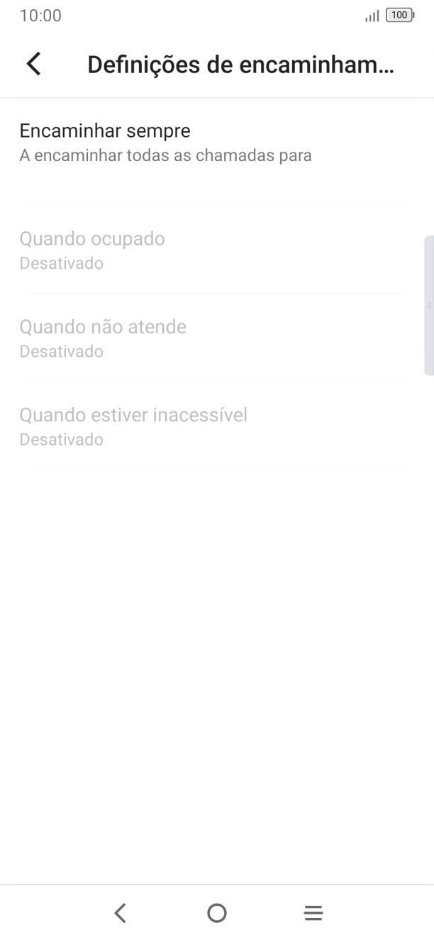 Prima o tipo de desvio pretendido.