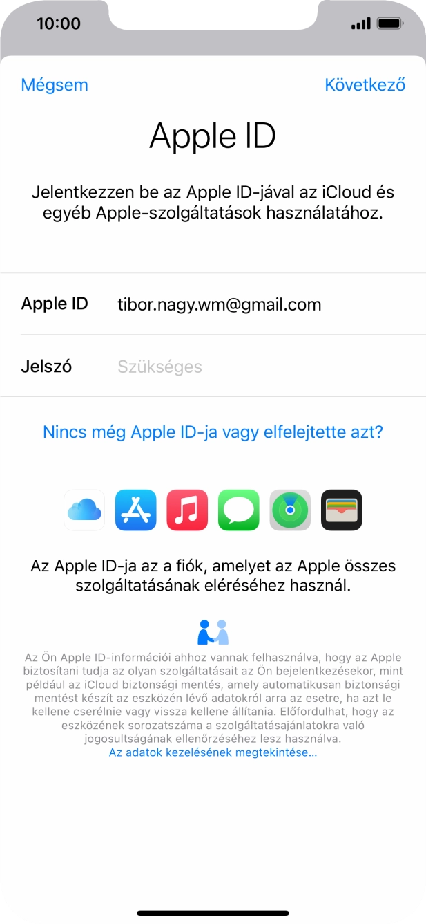 Kattints a „Jelszó” melletti mezőre, és írd be az Apple ID-d jelszavát.