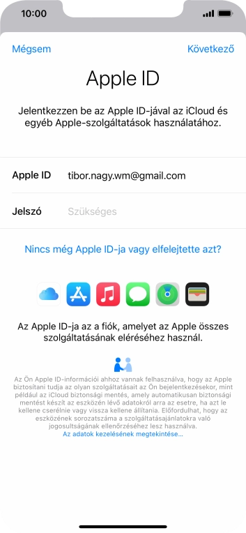 Kattints a „Jelszó” melletti mezőre, és írd be az Apple ID-d jelszavát.