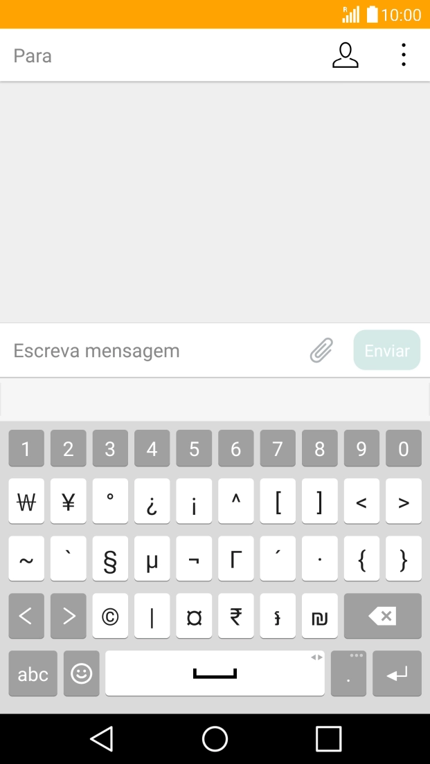 Prima a seta para a direita para ver mais caracteres especiais.
