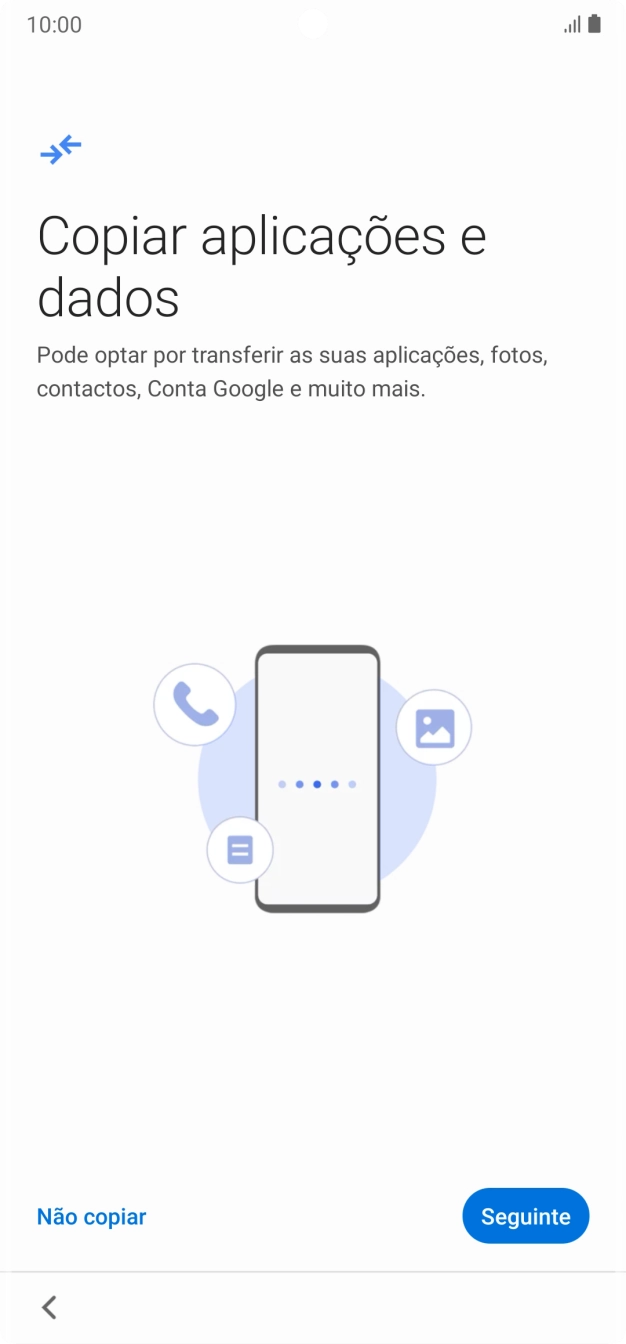 É possível transferir conteúdo de outro telefone quando o telefone for ativado antes da primeira utilização e quando o telefone tiver sido reiniciado. Quando esta imagem for mostrada no ecrã, o telefone está pronto para transferir conteúdo de outro telefone.