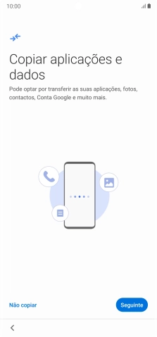 É possível transferir conteúdo de outro telefone quando o telefone for ativado antes da primeira utilização e quando o telefone tiver sido reiniciado. Quando esta imagem for mostrada no ecrã, o telefone está pronto para transferir conteúdo de outro telefone.