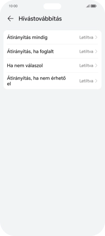 Kattints a kívánt hívásátirányítás-típusra.