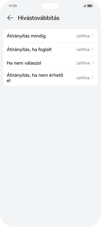 Kattints a kívánt hívásátirányítás-típusra.