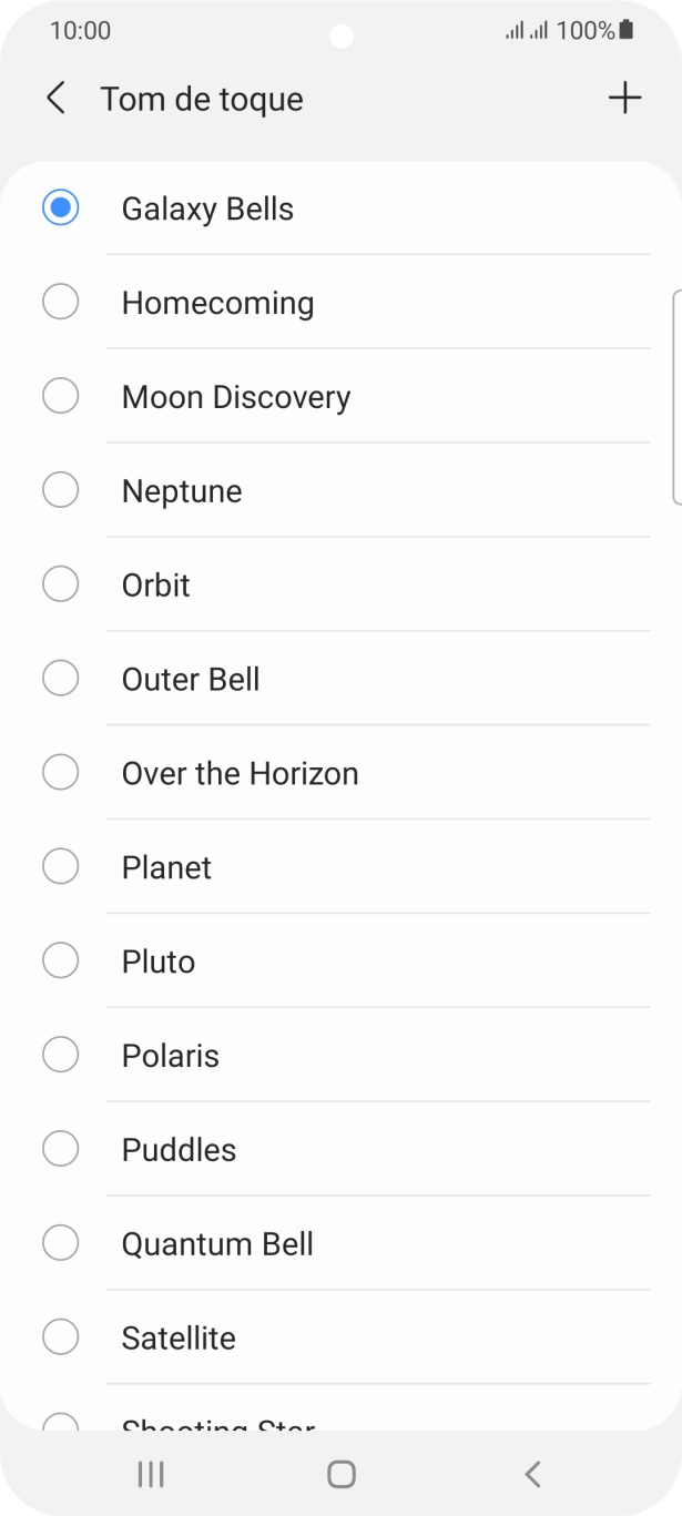 Prima o ícone para adicionar um tom de toque.