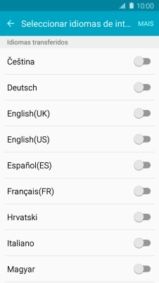Prima o idioma pretendido para o adicionar.