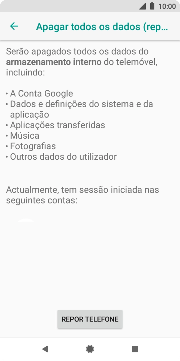 Prima REPOR TELEFONE.