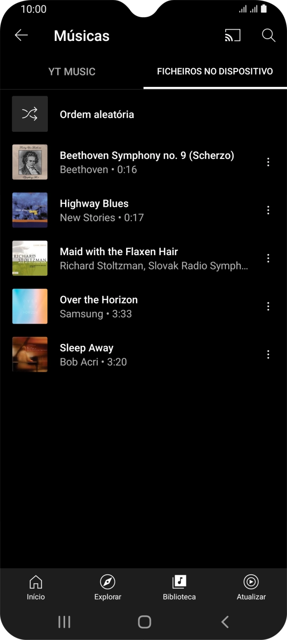 Prima o ficheiro de música pretendido.