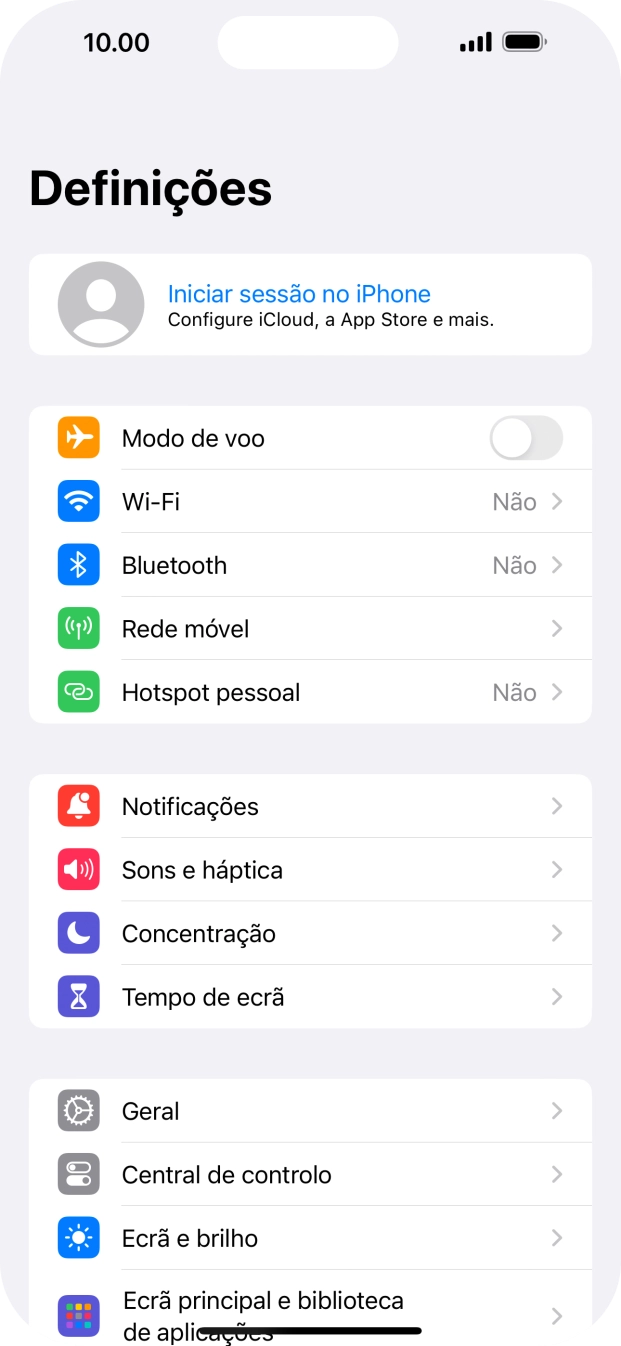 Prima Iniciar sessão no iPhone.