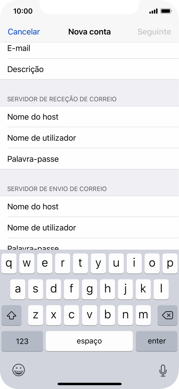 Prima Nome do host e insira smtp.vodafone.pt.
