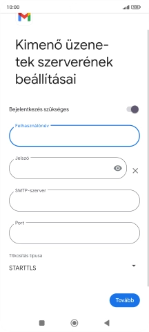 Kattints a „Jelszó” alatti mezőre, és írd be az e-mail szolgáltatód kimenő szerverének jelszavát.