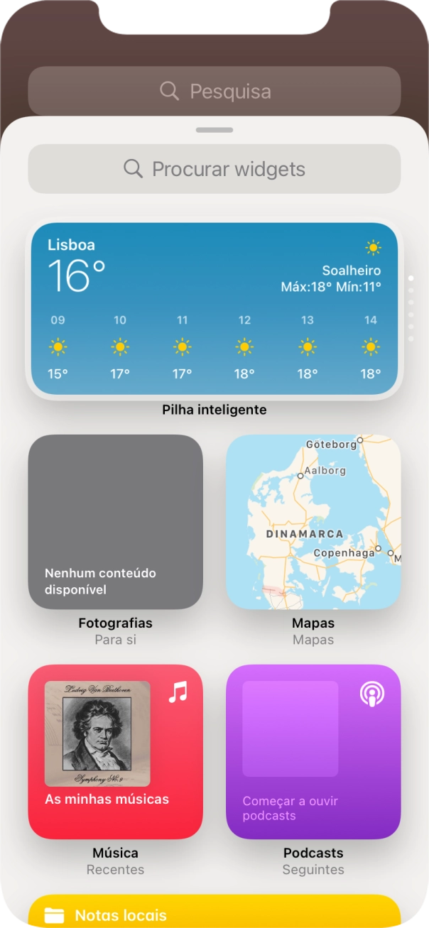 Prima o widget pretendido.