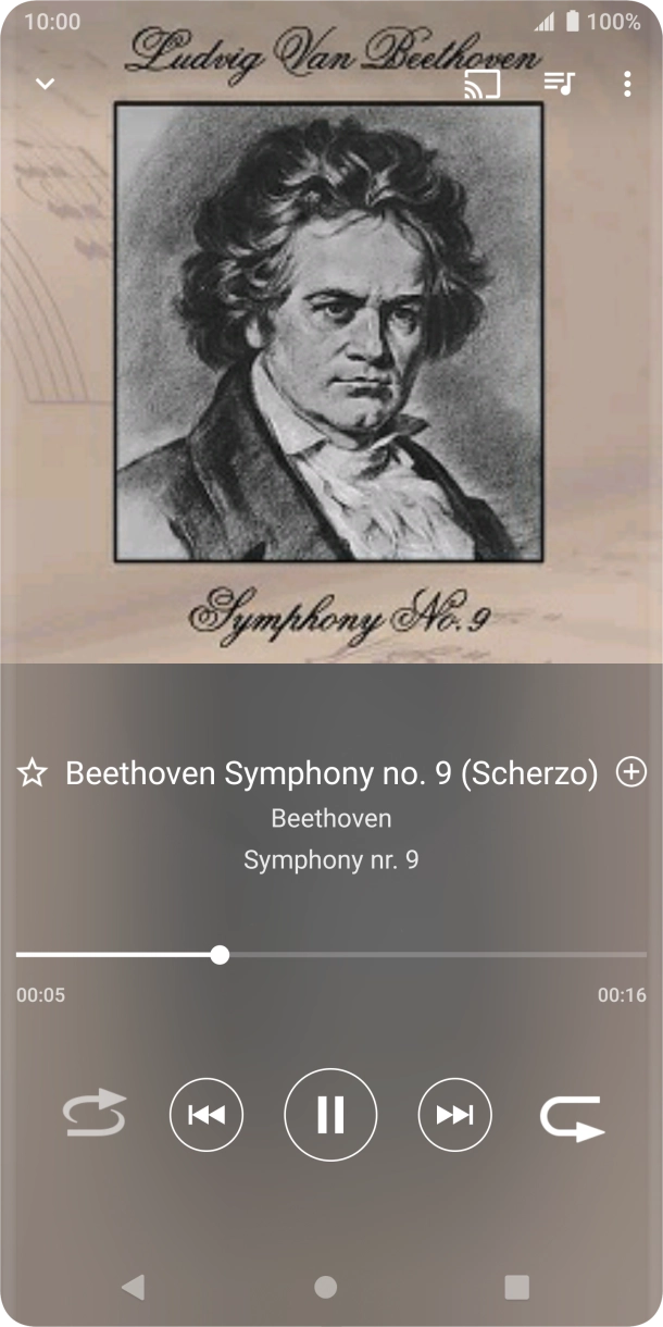 Prima a seta para a direita para ir para o ficheiro de música seguinte.