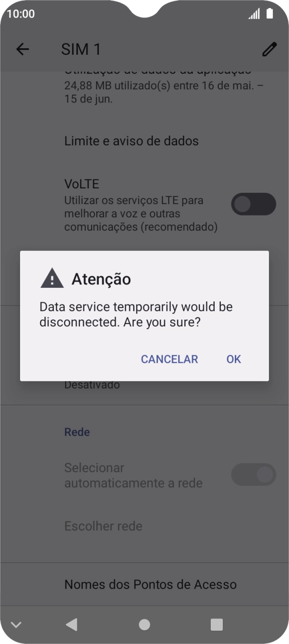 Prima OK e aguarde enquanto o telefone procura as redes.