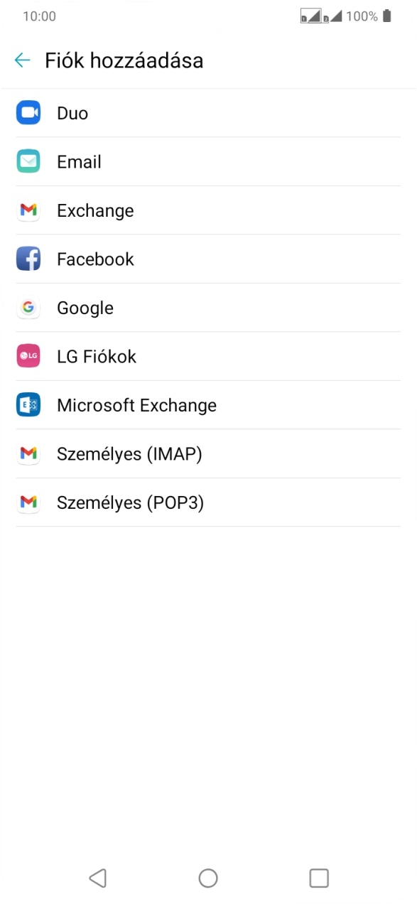 Válaszd a Google lehetőséget.