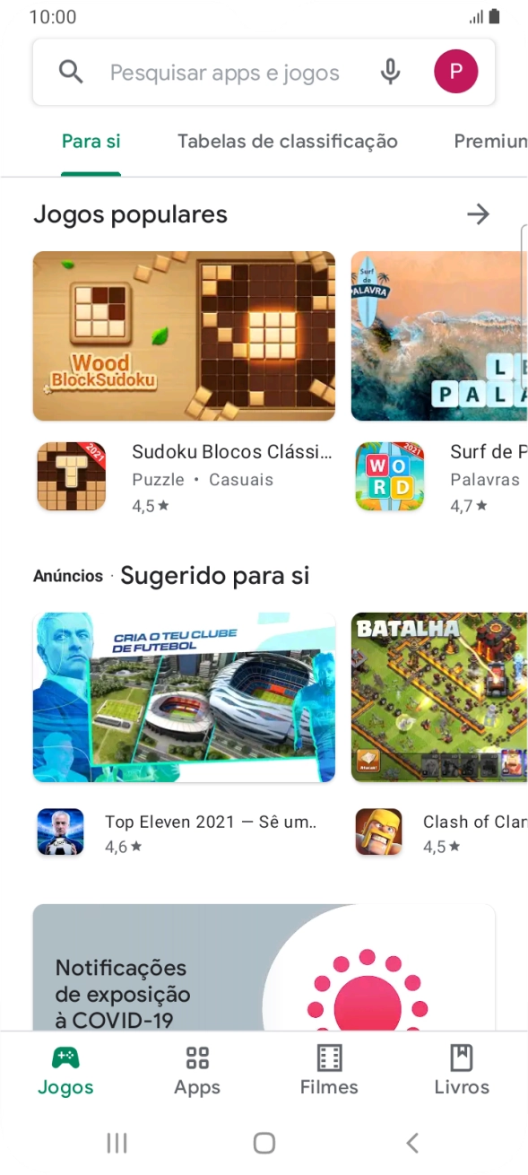 Prima o ícone de perfil.