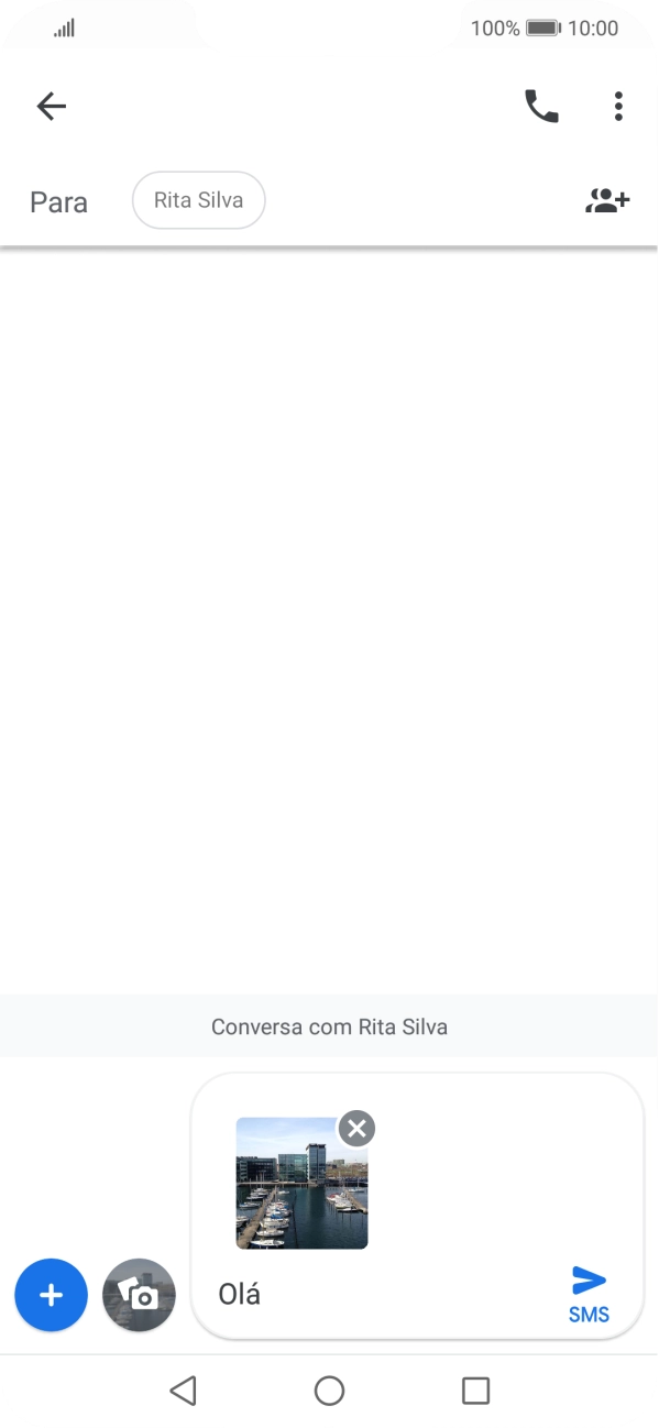 Prima o ícone para enviar quando terminar de escrever a sua mensagem multimédia.