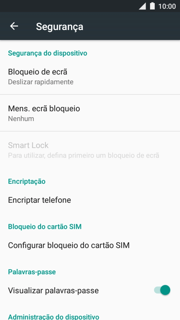 Prima Configurar bloqueio do cartão SIM.