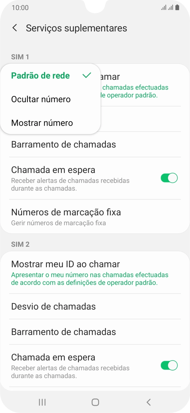 Prima Mostrar número para ativar a visualização do seu número.
