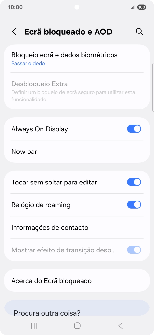 Prima Bloqueio ecrã e dados biométricos.