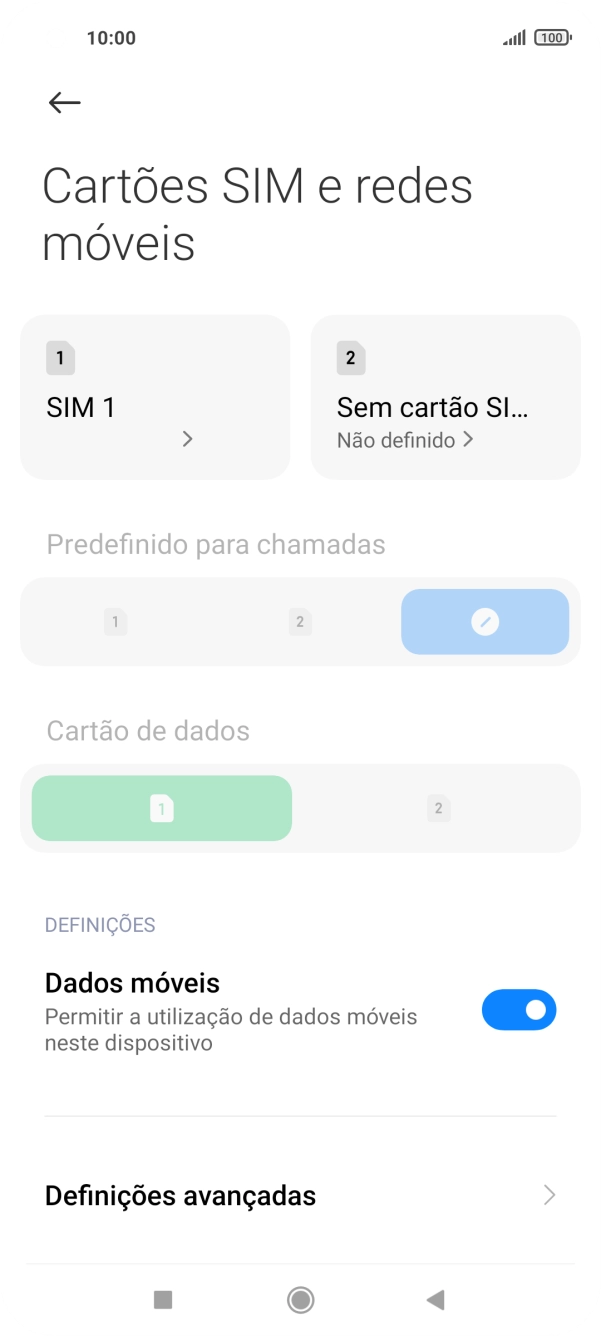 Prima o nome do cartão SIM.