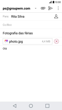 Prima o ícone para enviar quando terminar de escrever o seu e-mail.