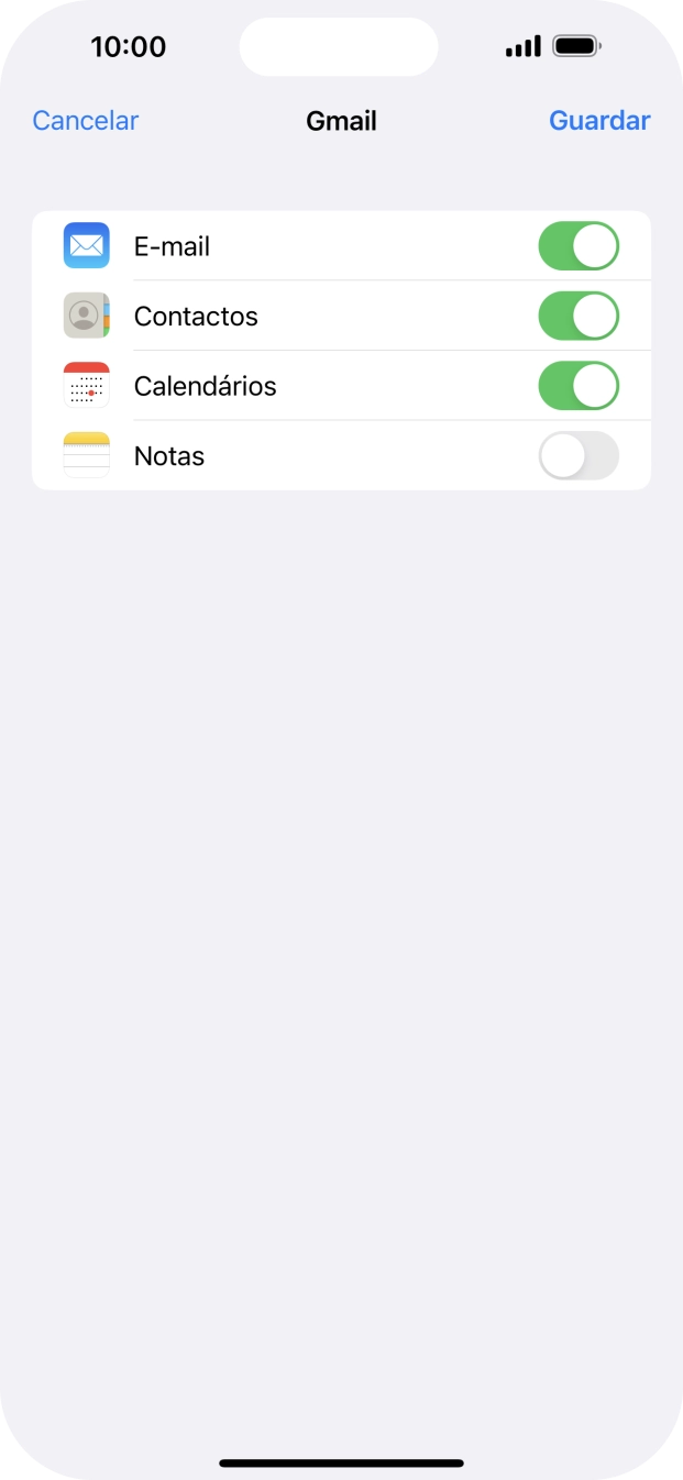 Se o ecrã mostrar esta imagem, a sua conta foi identificada e configurada automaticamente. Siga as indicações no ecrã para introduzir informações adicionais e concluir a configuração.