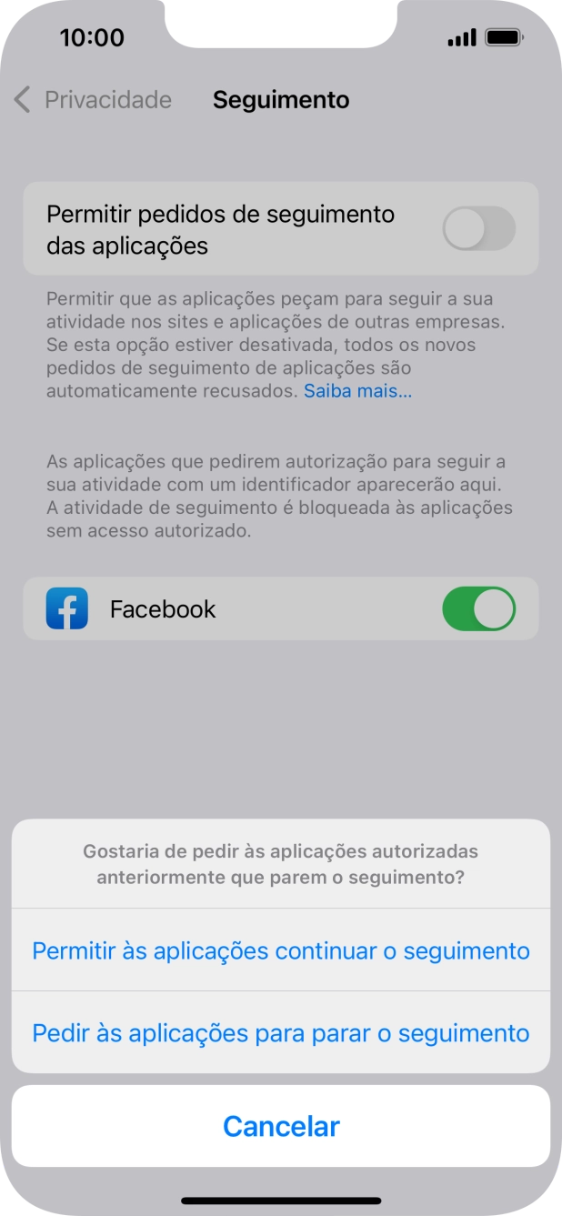 Se desativar a função, prima a definição pretendida.