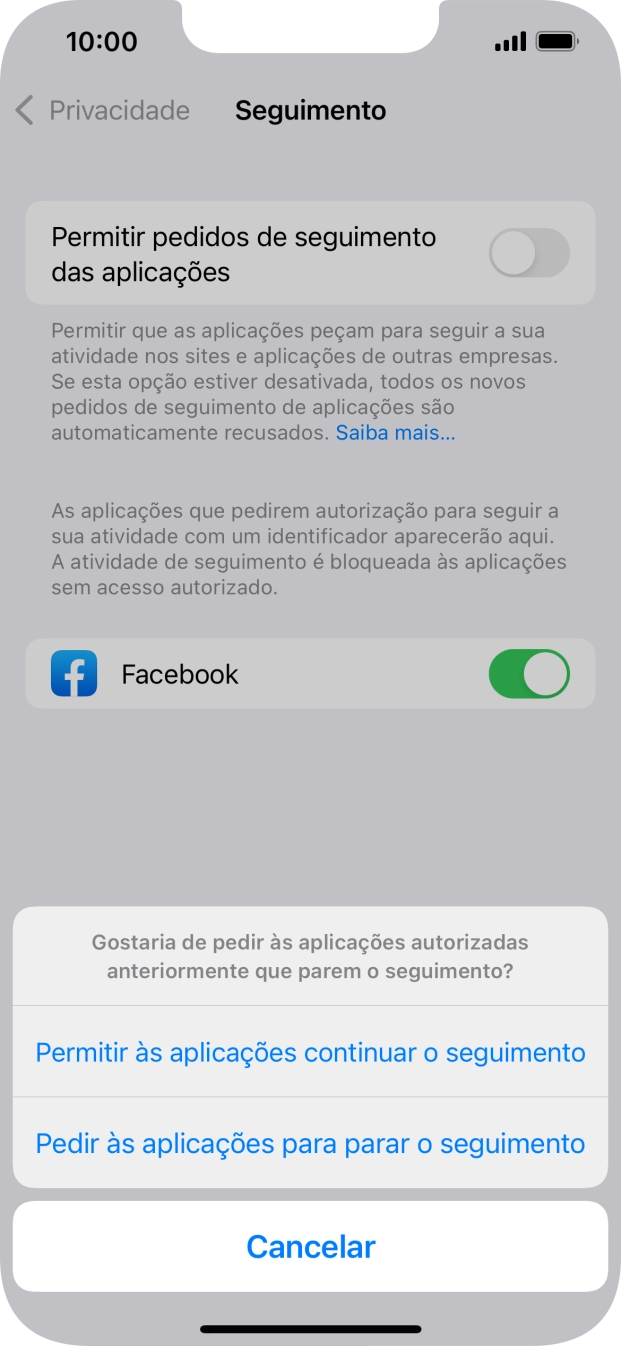 Se desativar a função, prima a definição pretendida.