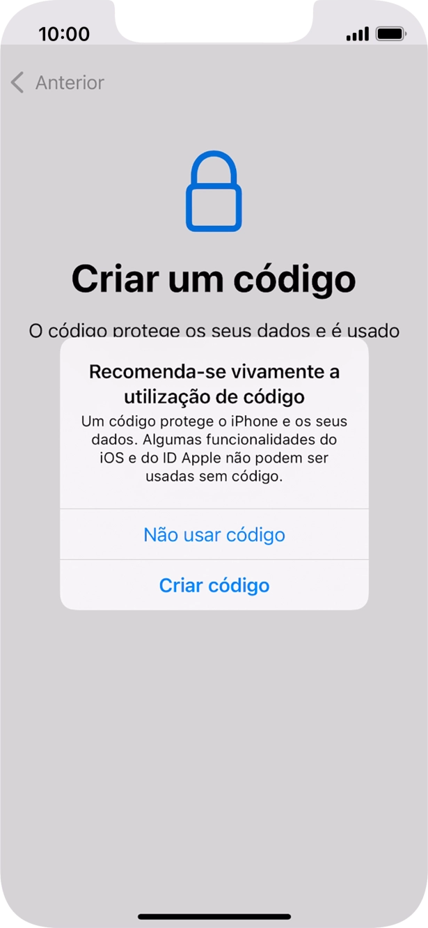 Se desativar a função, prima Não usar código.