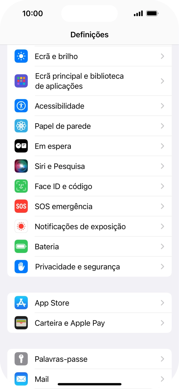 Prima Face ID e código.