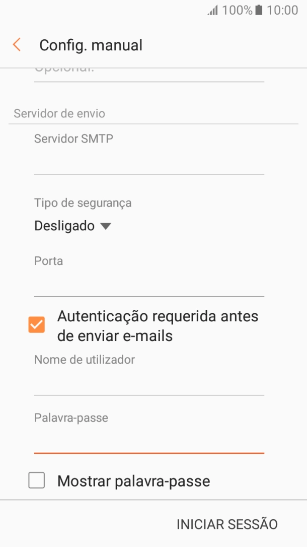 Prima INICIAR SESSÃO.