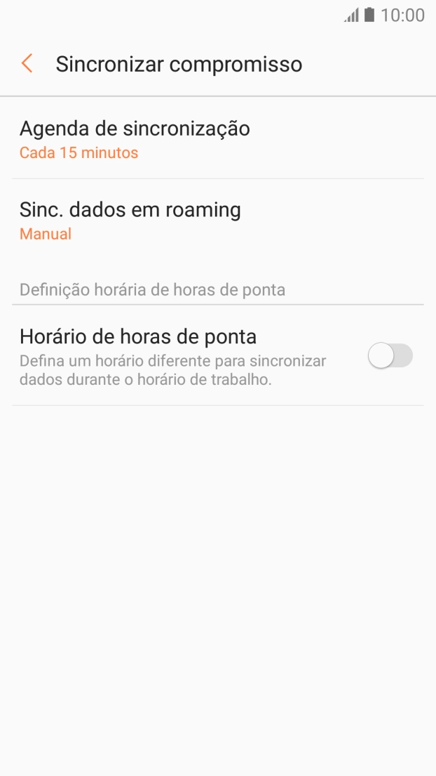 Prima Agenda de sincronização.