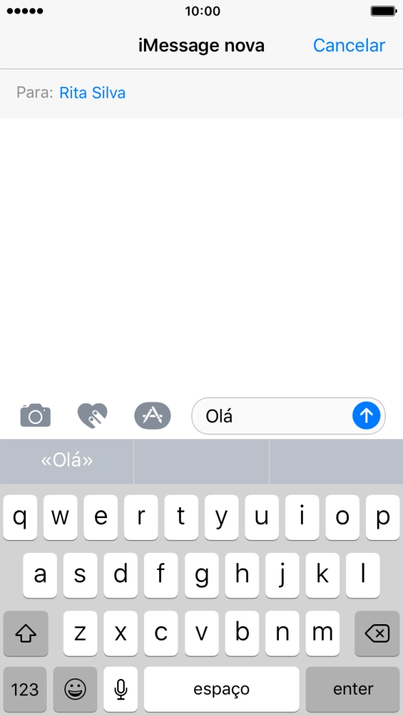 Prima o ícone de figuras animadas e siga as indicações no ecrã para adicionar uma figura à iMessage.