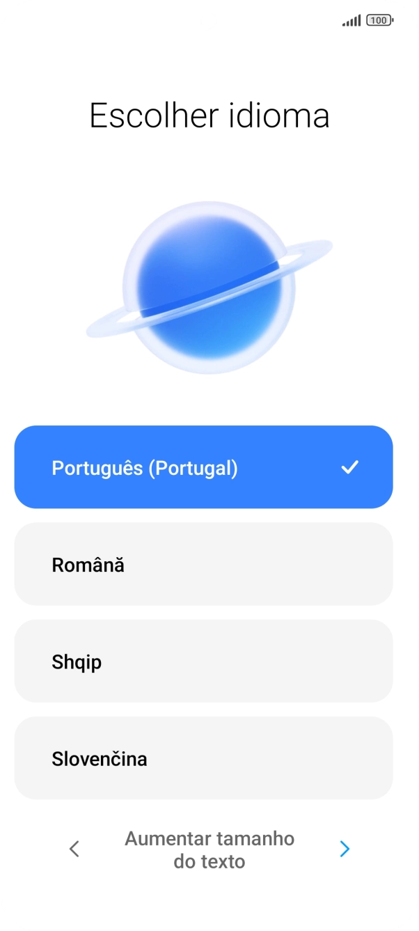 Prima o idioma pretendido.