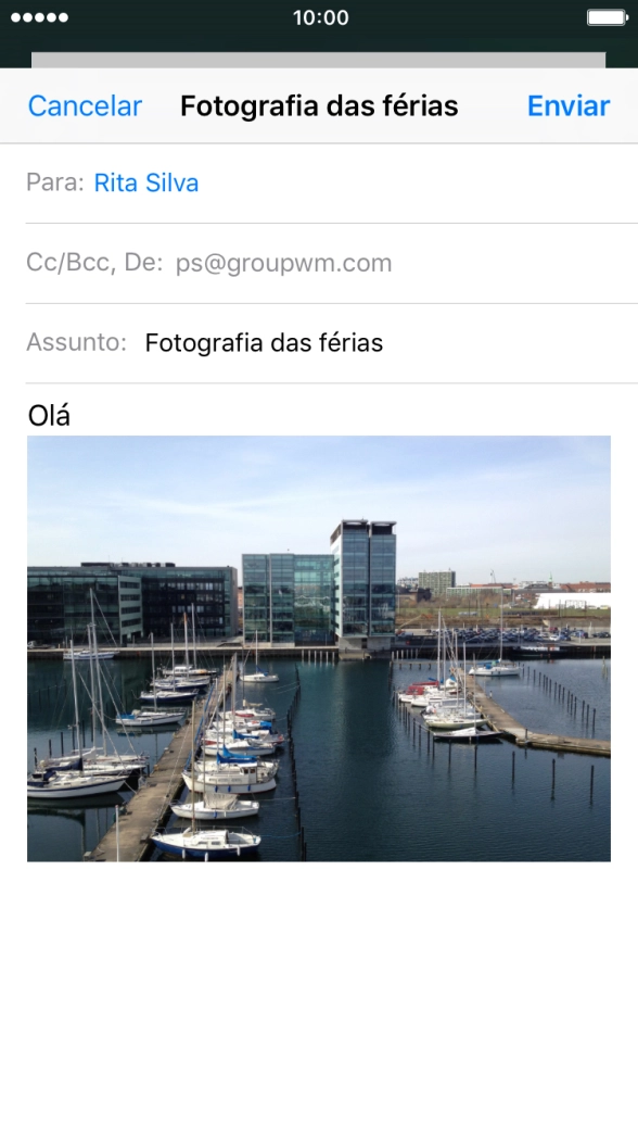 Prima Enviar quando terminar de escrever o seu e-mail.