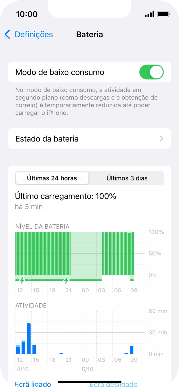 Para voltar ao ecrã inicial, deslize o dedo de baixo para cima a partir da base do ecrã.