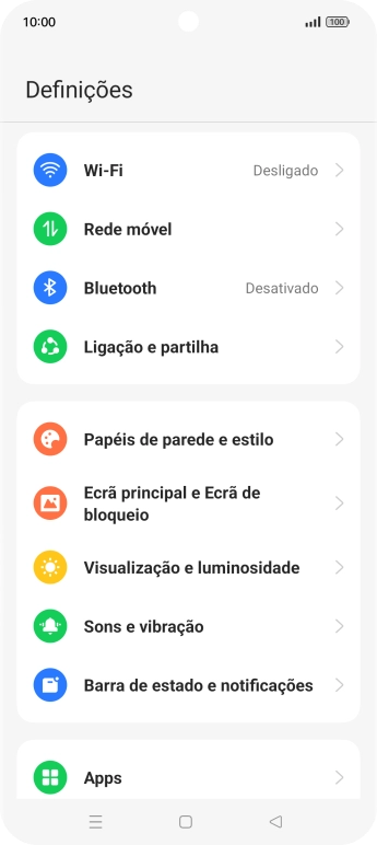 Prima Barra de estado e notificações.